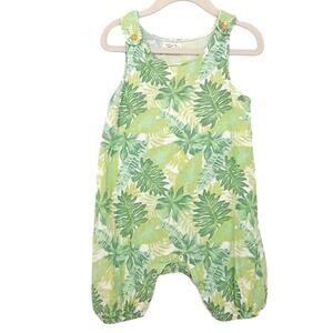Curious by Peek Cotton Gauze Romper Baby 24mo Green Leaf Palm Print Tropical